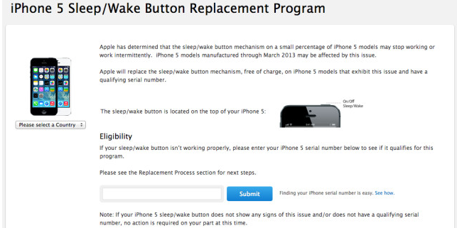 Apple launches free sleep / wake button replacement program for iPhone 5