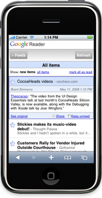 Google تطلق نسخة تجريبية جديدة من Google Reader للiPhone 3