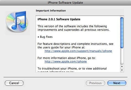 أبل تطلق التحديث 2.0.1 للآيفون, مازلنا بانتظار التحديث 2.1 3