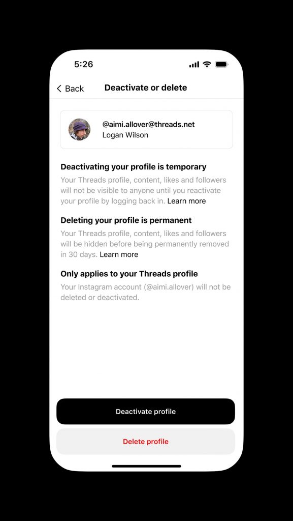 Threads يتيح الان حذف الحساب دون التأثير على تطبيق انستجرام 12 Threads يتيح الان حذف الحساب دون التأثير على تطبيق انستجرام 1
