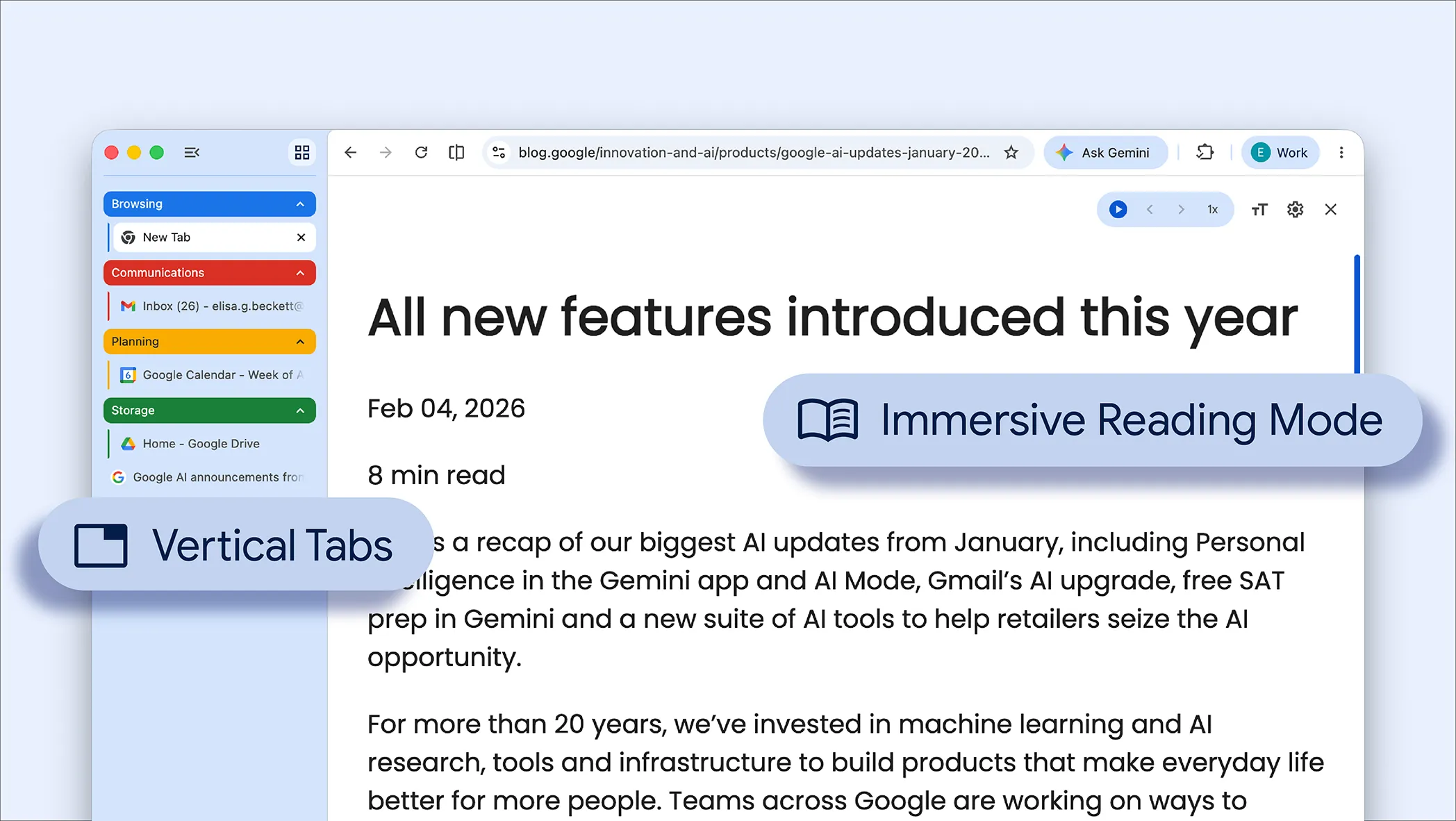 التبويبات العمودية تصل بشكل أوسع إلى Google Chrome بعد آخر تحديث 1 التبويبات العمودية تصل بشكل أوسع إلى Google Chrome بعد آخر تحديث