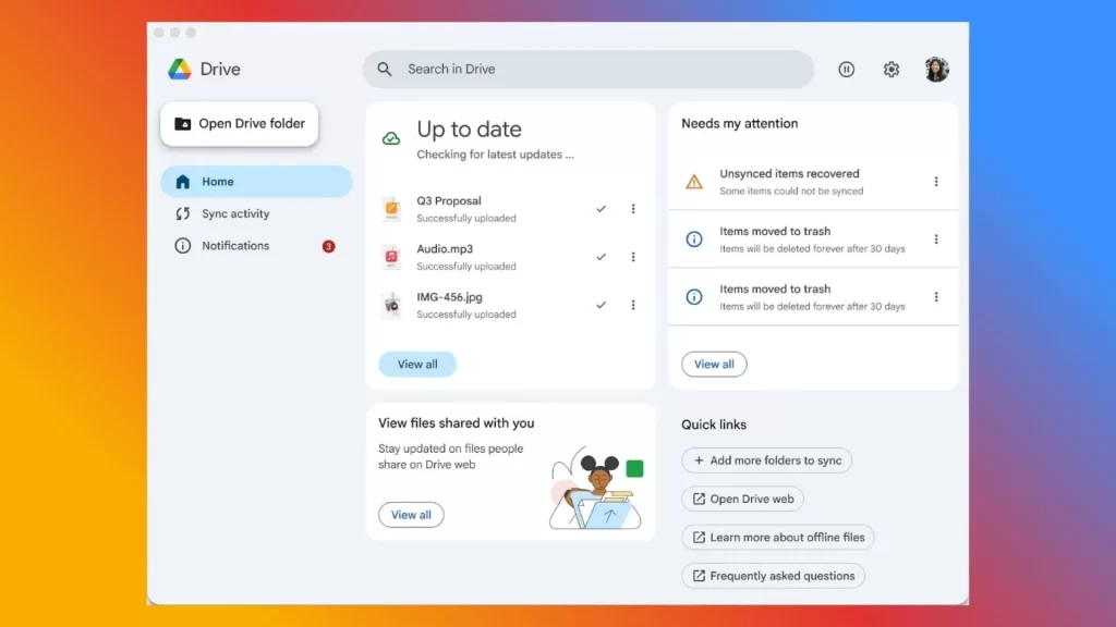 واجهة جديدة لـ Google Drive لسطح المكتب 1