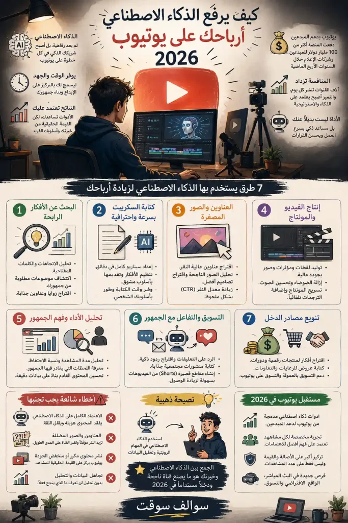 كيف يرفع الذكاء الاصطناعي أرباحك على يوتيوب في 2026؟ 1