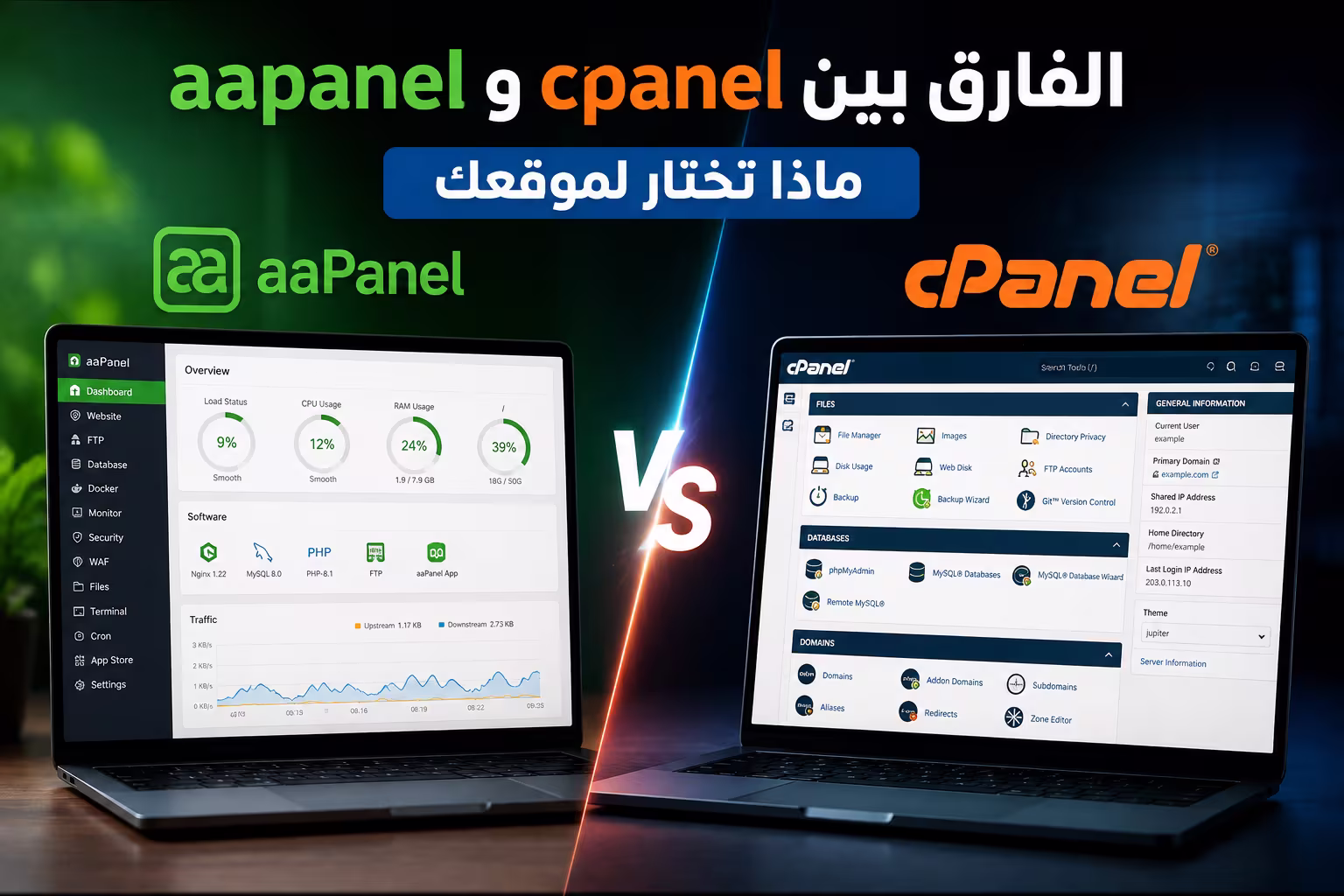 الفارق بين aaPanel و cPanel: ماذا تختار لموقعك؟ 1 الفارق بين aaPanel و cPanel: ماذا تختار لموقعك؟