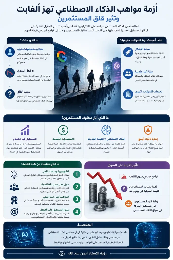 أزمة مواهب الذكاء الاصطناعي تهز ألفابت وتثير قلق المستثمرين 12 أزمة مواهب الذكاء الاصطناعي تهز ألفابت وتثير قلق المستثمرين 1