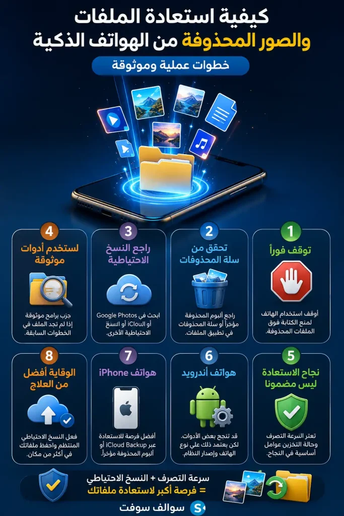 كيفية استعادة الملفات والصور المحذوفة من الهواتف الذكية بخطوات عملية وموثوقة 12 كيفية استعادة الملفات والصور المحذوفة من الهواتف الذكية بخطوات عملية وموثوقة 1
