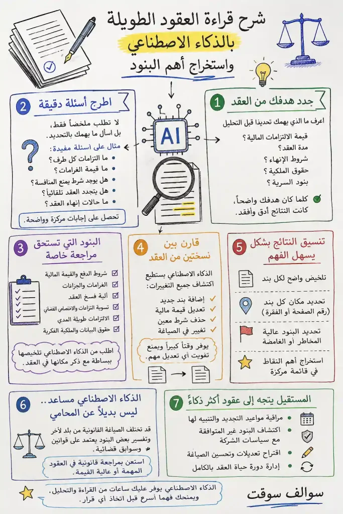 شرح قراءة العقود الطويلة بالذكاء الاصطناعي واستخراج أهم البنود 1