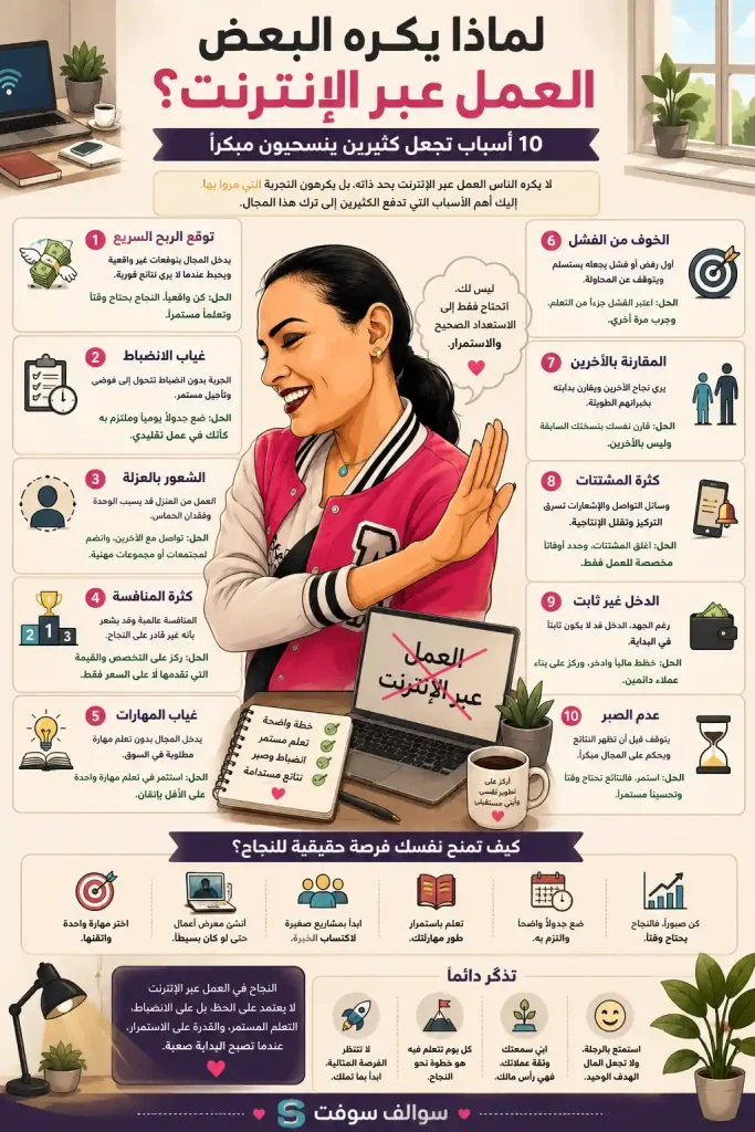 لماذا يكره البعض العمل عبر الإنترنت؟ 10 أسباب تجعل كثيرين ينسحبون مبكرًا 12 لماذا يكره البعض العمل عبر الإنترنت؟ 10 أسباب تجعل كثيرين ينسحبون مبكرًا 1