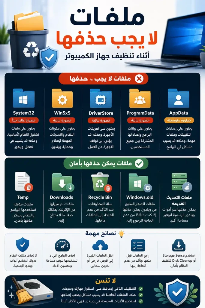 ملفات لا يجب حذفها أثناء تنظيف جهاز الكمبيوتر 1