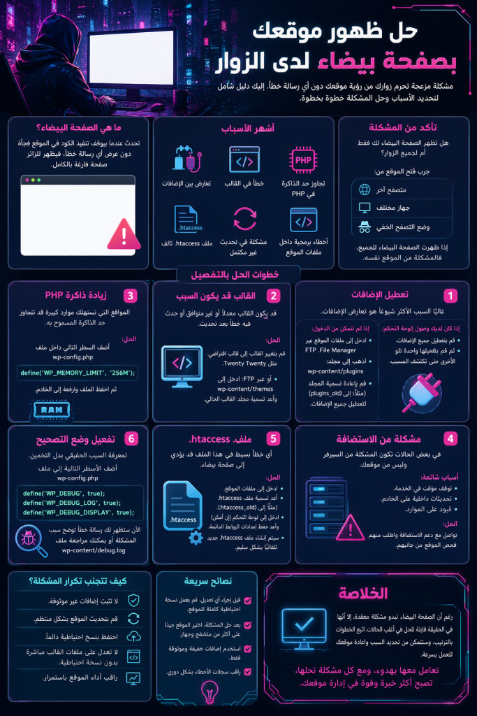 حل ظهور موقعك بصفحة بيضاء لدى الزوار 1