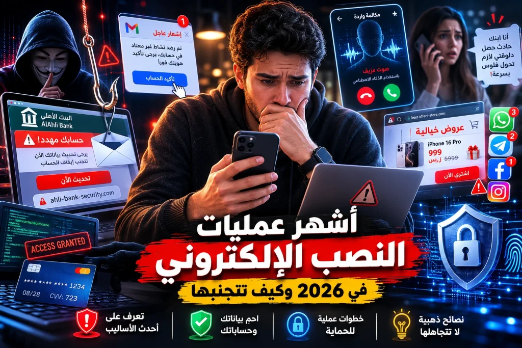 أشهر عمليات النصب الإلكتروني في 2026 وكيف تتجنبها