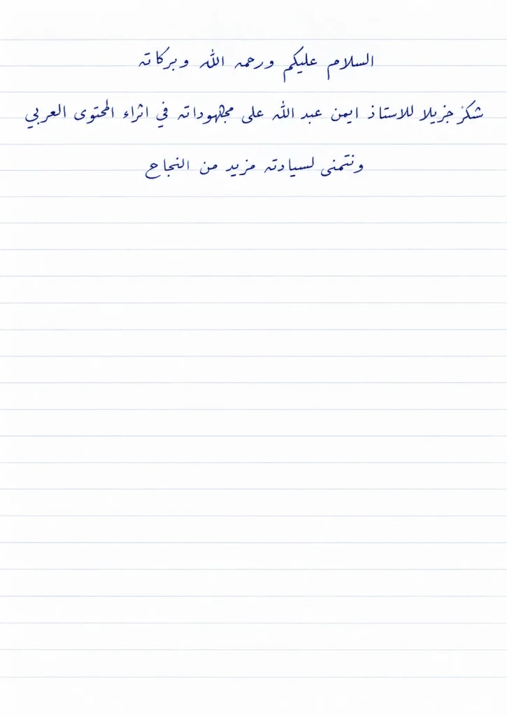 كيف تكتب رسالة طويلة بخط اليد بالذكاء الاصطناعي فقط؟ 12 كيف تكتب رسالة طويلة بخط اليد بالذكاء الاصطناعي فقط؟ 1