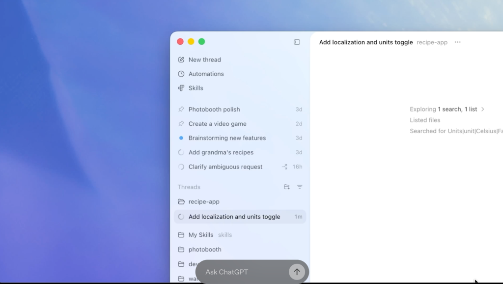 تطبيق Codex للبرمجة بالذكاء الاصطناعي متاح لمستخدمي macOS