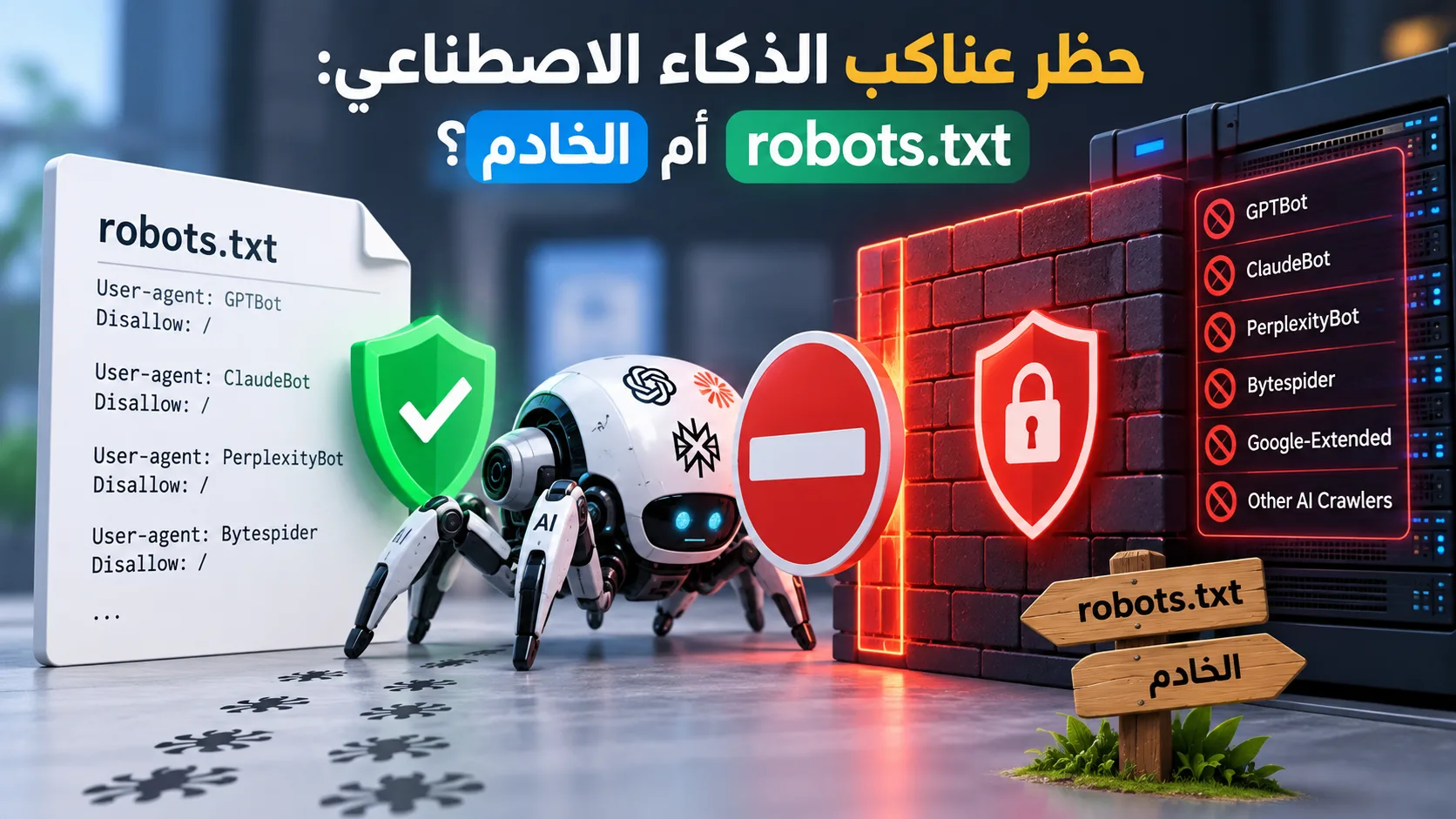 حظر عناكب الذكاء الاصطناعي: robots.txt أم الخادم؟