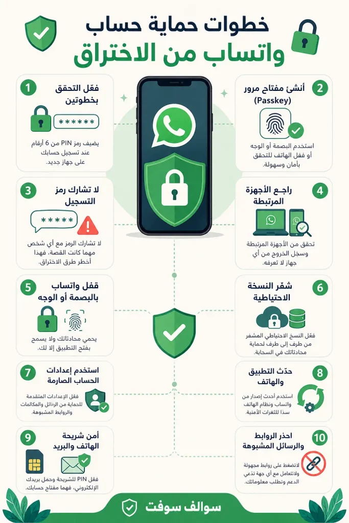 كيف تحمي حساب واتساب من الاختراق في 2026؟ 12 كيف تحمي حساب واتساب من الاختراق في 2026؟ 1