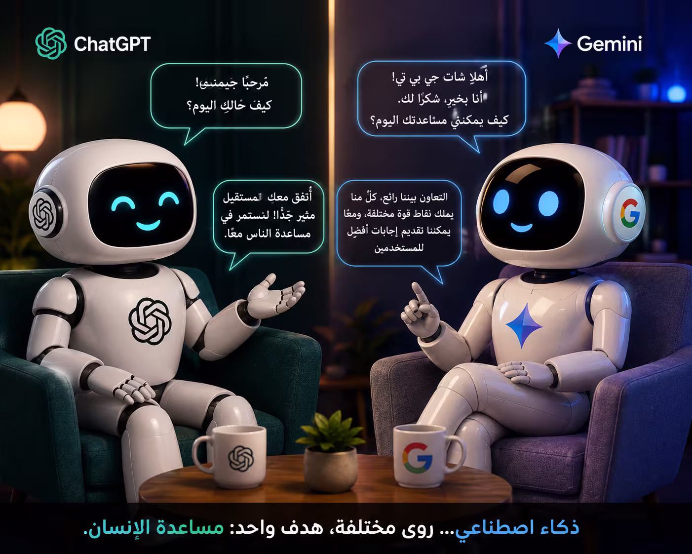 حوار بين شات جي بي تي وجيمناي 1 حوار بين شات جي بي تي وجيمناي