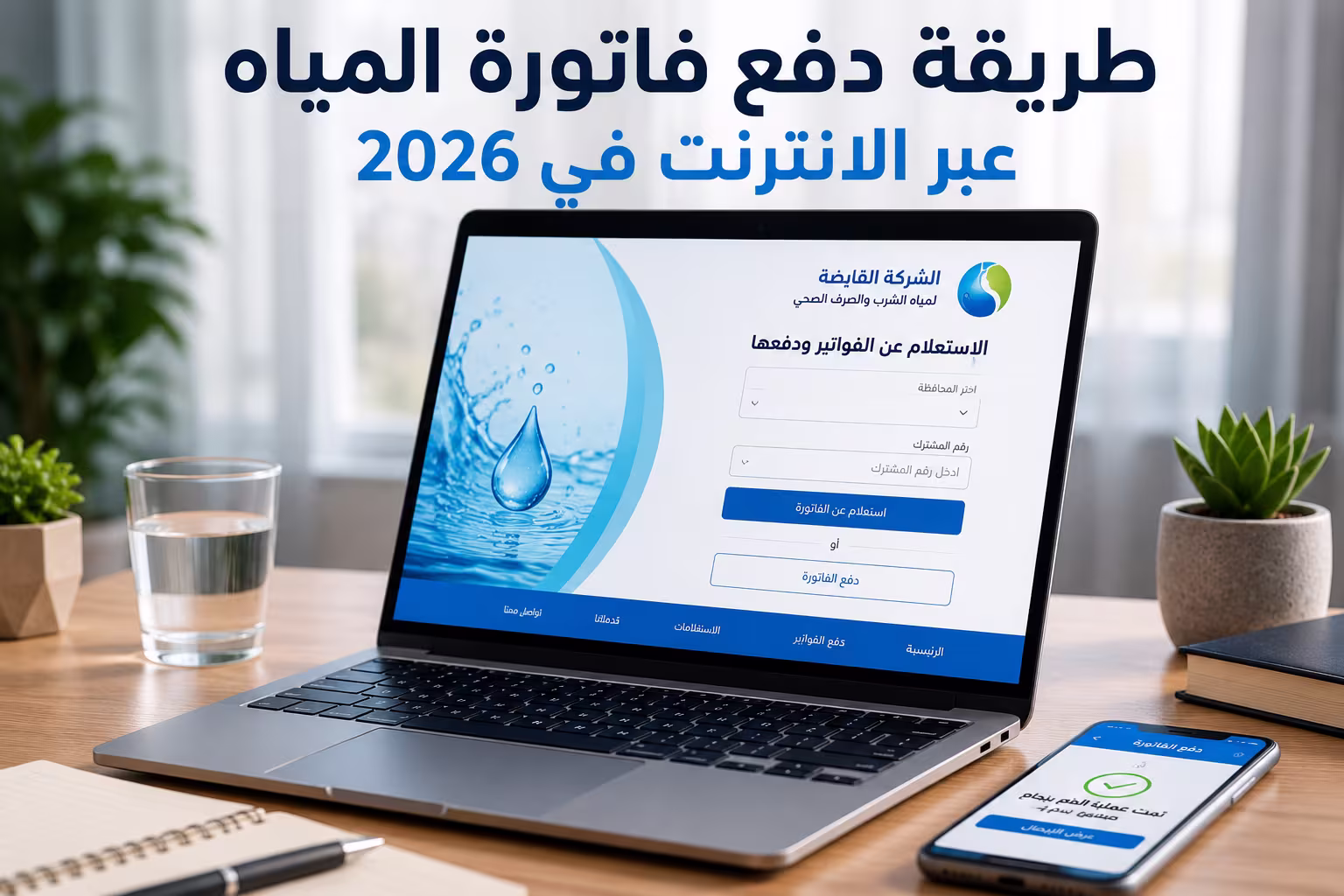 طريقة دفع فاتورة المياة عبر الانترنت في 2026