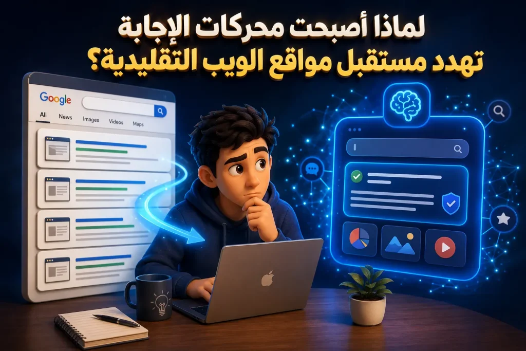 لماذا أصبحت محركات الإجابة تهدد مستقبل مواقع الويب التقليدية 1 لماذا أصبحت محركات الإجابة تهدد مستقبل مواقع الويب التقليدية