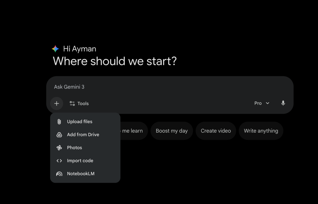 مذكرات NotebookLM متاحه للارفاق في تطبيق جيمناي في اخر اصدار