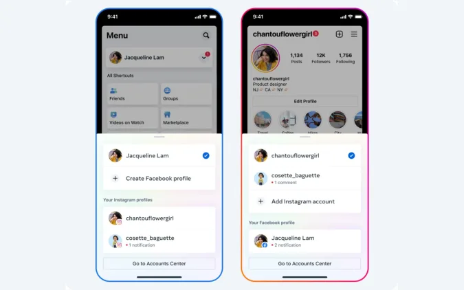 Meta تختبر التنقل بسهولة بين حسابات فيس بوك وانستغرام 12 Meta تختبر التنقل بسهولة بين حسابات فيس بوك وانستغرام 1