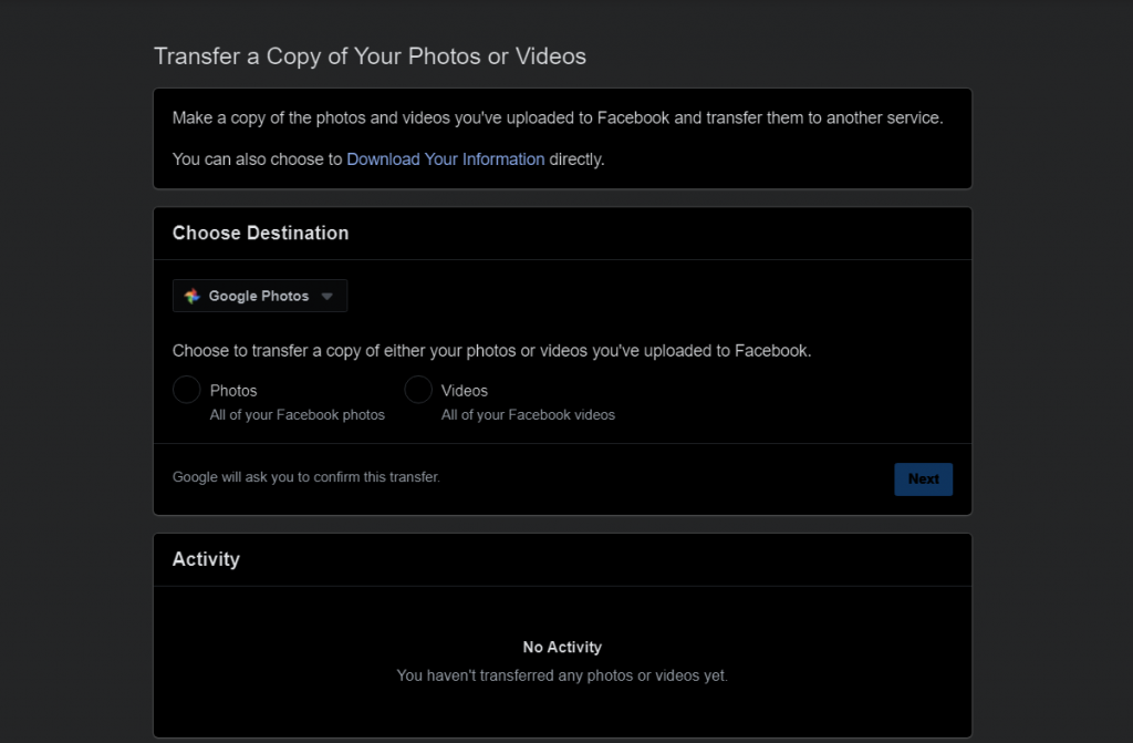 كيف تنقل صور الفيس بوك الخاصه بك الى حسابك على Google Photos 12 كيف تنقل صور الفيس بوك الخاصه بك الى حسابك على Google Photos 1