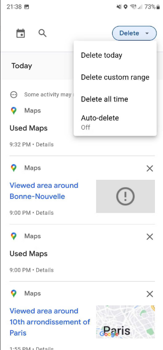 كيفية مسح سجل خرائط جوجل 3