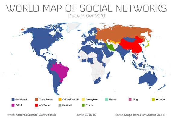تقرير : فيس بوك تتصدر خرائط الشعبيه للشبكات الاجتماعيه حول العالم 9