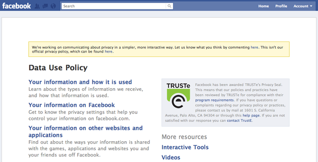 فيس بوك يعيد "تصميم"صفحة سياسة الخصوصية 3