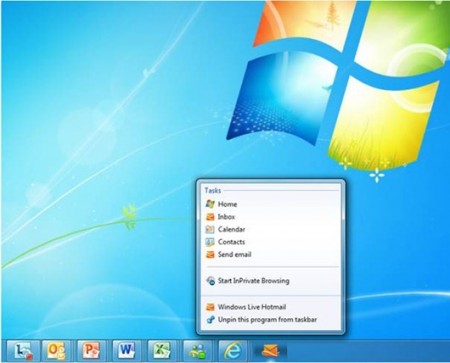 هوتميل تخطر مستخدمي IE9 و windows7 بالرسائل الجديدة علي شريط المهام 1