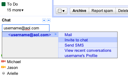 Gmail و AIM يدمجان خدمات الدردشة الفورية 6