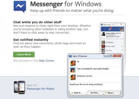 فيس بوك رسمياً تطلق خدمة Facebook Messenger للويندوز 7 3