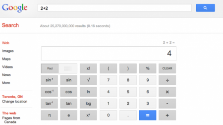 آلة حاسبة في صفحة بحث جوجل 3