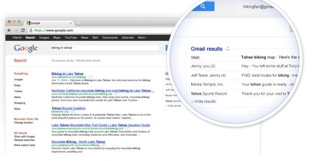 جوجل تختبر اضافة GMAIL لنتائج البحث 7