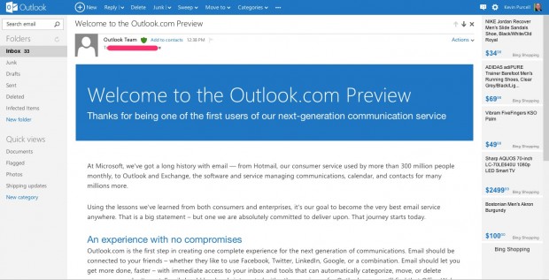 وداعاً هوت ميل .. رسميا مايكروسوفت تطلق Outlook.com 2