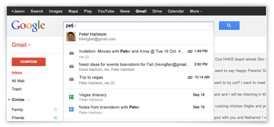 جوجل تفعل خدمة البحث الفوري في بريد Gmail لبعض المشتركين .. الان مرتبط ايضا بجوجل درايف 5