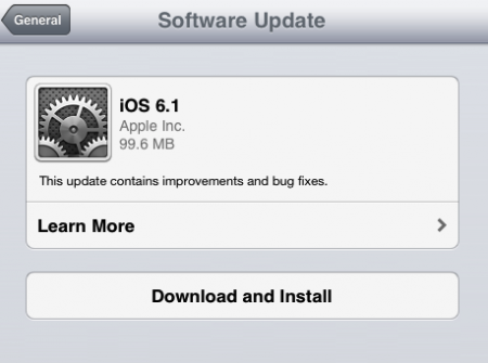 ابل تطلق iOS 6.1 للايباد والايفون والايبود تاتش 6
