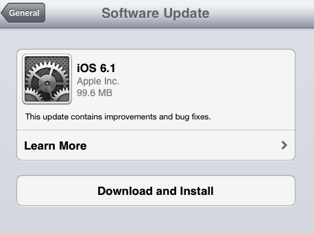 ابل تطلق iOS 6.1 للايباد والايفون والايبود تاتش 1