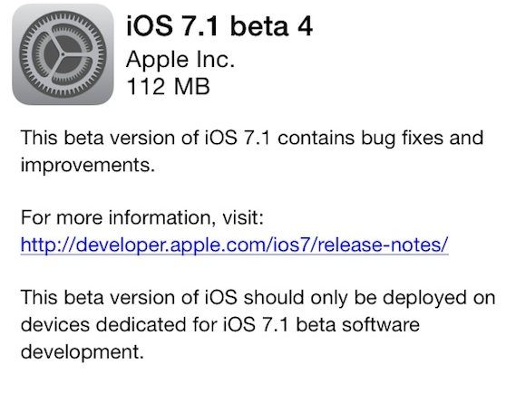 iOS 7.1 beta 4 now rolling out