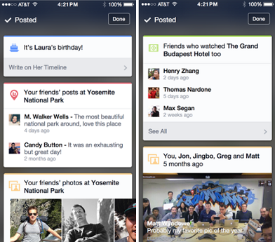 فيس بوك تقتبس شكل Google Now في تسريب لتطبيقها لمنصة iOS 4