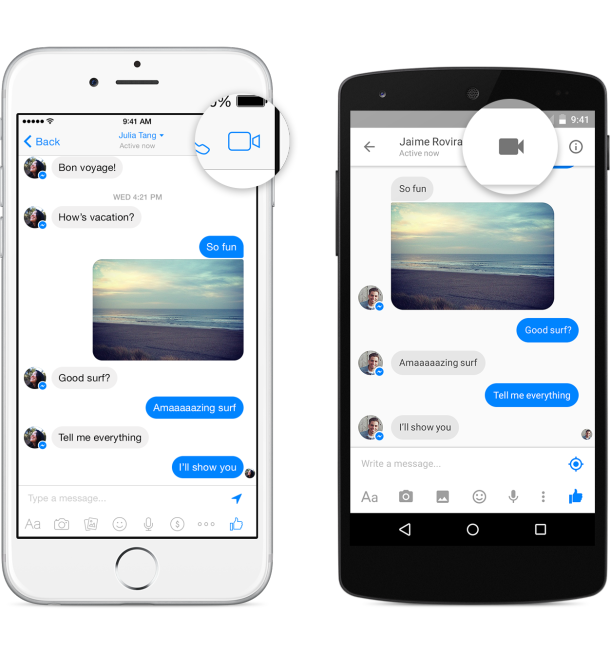 فيس بوك تقدم ميزة مكالمات الفيديو لتطبيق ماسنجر 7
