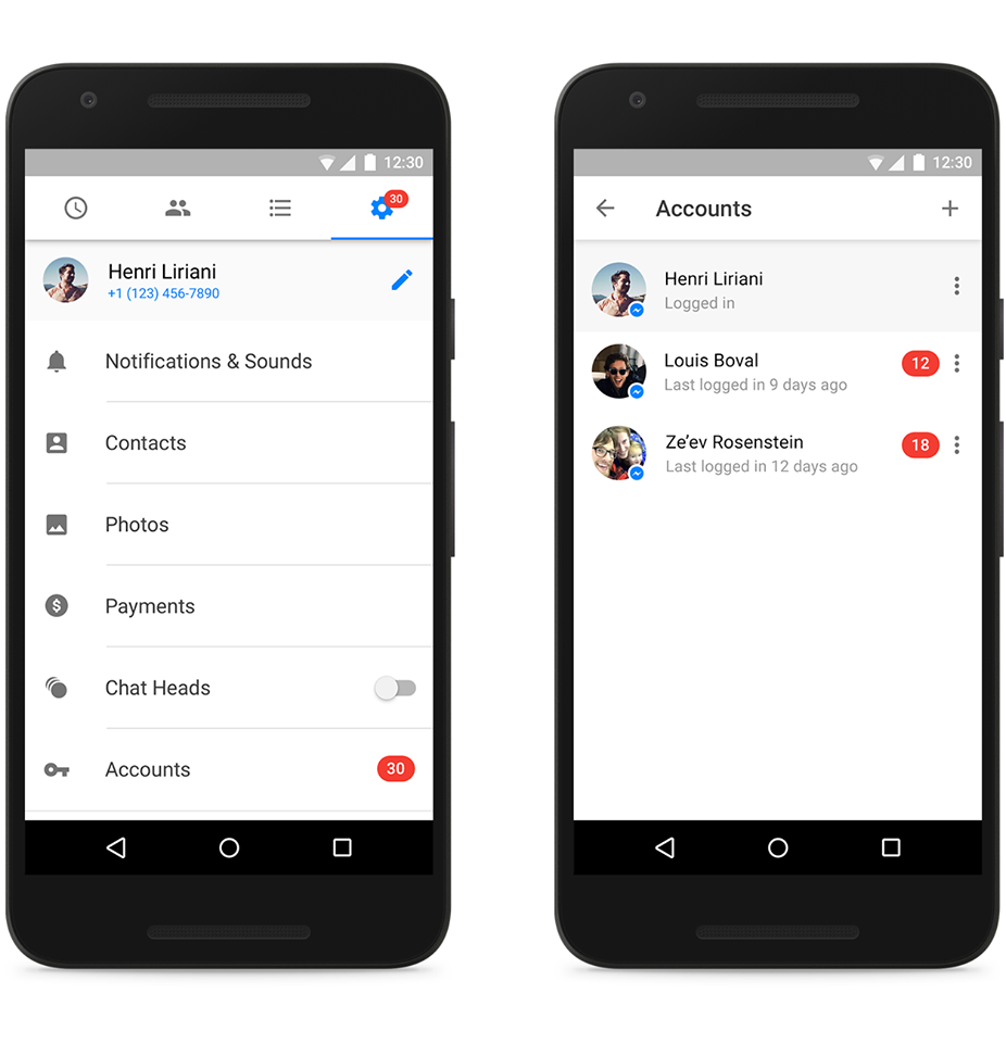 تطبيق Facebook Messenger للاندرويد يدعم الان الحسابات المتعددة 2