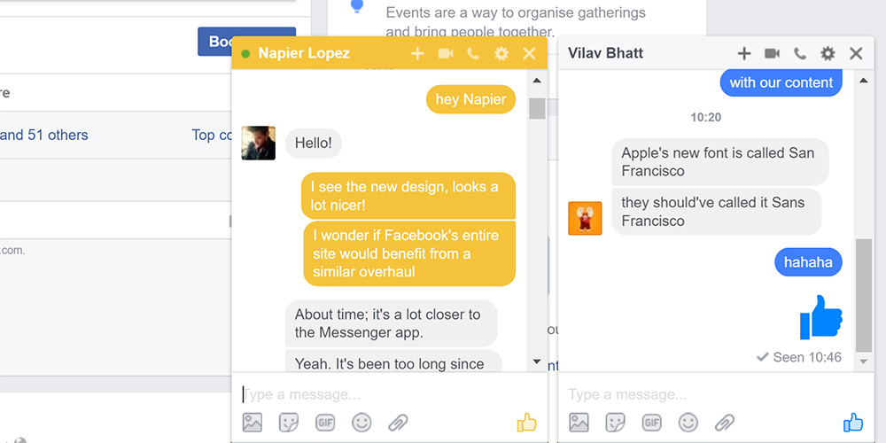 فيس بوك تحدث تصميم الماسنجر على نسخة الويب