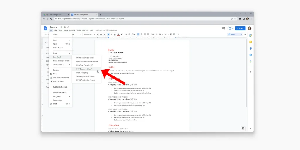 Google Drive: شرح تصدير المستندات النصية كملفات PDF 9