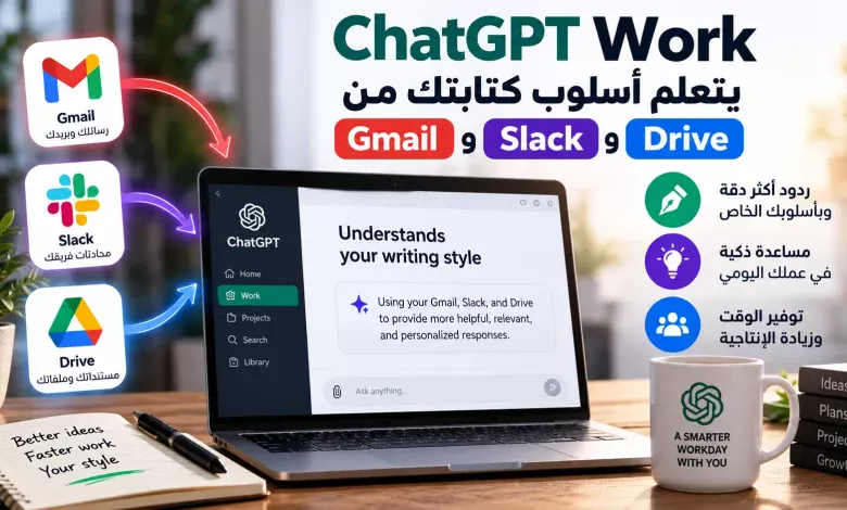 ChatGPT Work يتعلم أسلوب كتابتك من Gmail وSlack وDrive