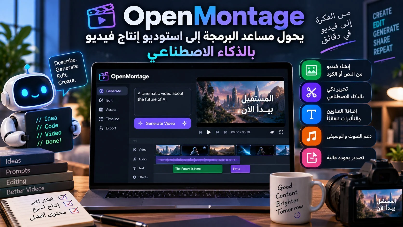 OpenMontage يحول مساعد البرمجة إلى استوديو إنتاج فيديو بالذكاء الاصطناعي 1 OpenMontage يحول مساعد البرمجة إلى استوديو إنتاج فيديو بالذكاء الاصطناعي