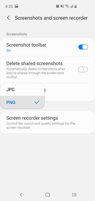 (PNG) شرح تغيير صيغة صور الشاشة في هواتف سامسونج 1