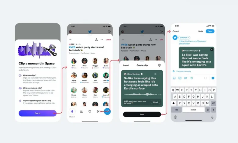 Space تويتر تتيح للجميع الان قص ومشاركة مقاطع من الغرف الصوتية