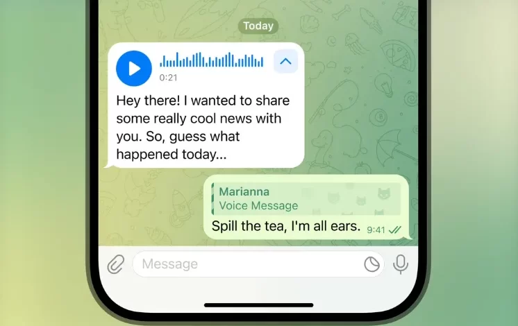 Telegram يتيح لجميع المستخدمين نسخ نصية للرسائل الصوتية