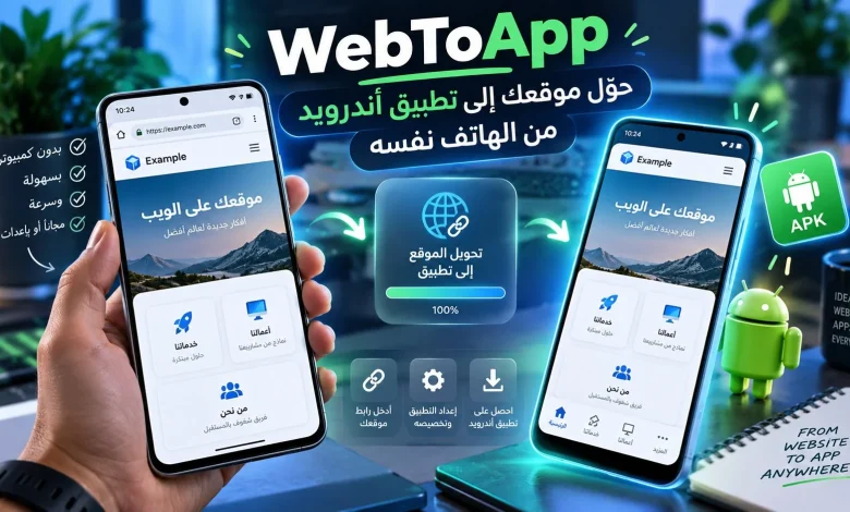 WebToApp: حوّل موقعك إلى تطبيق أندرويد من الهاتف نفسه