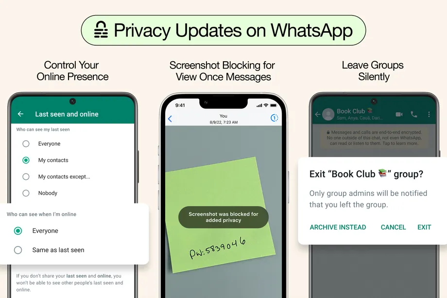 WhatsApp يضيف 3 مزايا جديدة للخصوصية